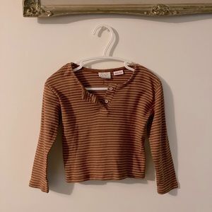 Zara Baby • Brown & White Striped Henley Long Sleeve Shirt Size 12 - 18 Months